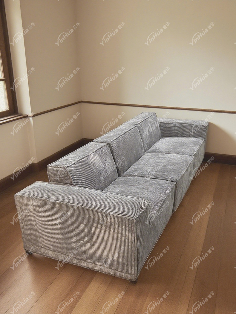 灯芯绒布艺沙发纯海绵